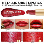 Oulac Red Lipstick Christmas Gifts for Women - Metallic 3D Shine Lightweight Hydrating Formula, High Impact Lip Color, Full Coverage Lip Makeup, Cherry Bomb(12)