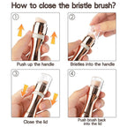 kullder 4 in 1 Makeup Brush Travel Makeup Brushes Blend Sponge, Eyebrow, Eyeshadow & Blush Brushes for Foundation Concealer Double Ended Makeup Brush with Powder Puff Women Ideal Gifts