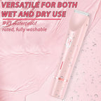 Glow Aura Womens Shaver 2 in 1,2025 New Razor & Shaver with Dual Ceramic Head,Bikini Trimmer for Women,IPX67 Waterproof Wet & Dry Use Body and Face Hair Trimmer for Women (Pink)