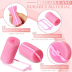 Geyoga 18 Pieces Sponge Hair Rollers Large Soft Foam Hair Styling Curlers Large Size Hairdressing Curlers for Women(1.4 x 2.6 Inches,Pink)