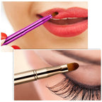 Retractable Dual End Lip Brush Concealer Brush with Cap, Lipstick Eyeshadow Foundation Makeup Brushes Gold, Black, Purple