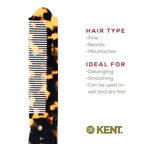 Kent 82T Handmade Folding Pocket Comb for Men, Fine Tooth Hair Comb Straightener for Everyday Grooming Styling Hair, Beard or Mustache, Use Dry or with Balms, Saw Cut Hand Polished, Made in England