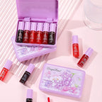 6 Colors Grapes Lip Tint Stain Set, Korean Velvet Lip Stain Watery Lip Stain Moisturizing Mini Liquid Lipstick Set, Long Wearing, Non-Stick Cup, Waterproof, High Pigment, Lip Tint Makeup