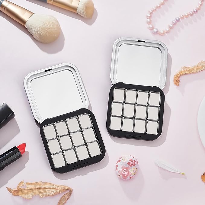 NICENEEDED 2 Pcs Empty Eyeshadow Palettes, 12 Grids