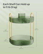 SONGMICS Makeup Organizer, 2-Tier Round Rotating Skincare Organizer Countertop, Customizable, Toiletries Vanity Organizer, Lazy Susan, Gift, Pale Green UJKA012C01