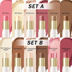 6 Colors Cream Contour Stick Makeup Kit, Double-ended Cream Highlighter Stick Bronzer and Blush Stick for Sculpt the Cheeks, Matte & Dewy Finish, Face Contour Kit for Beginners, Set A