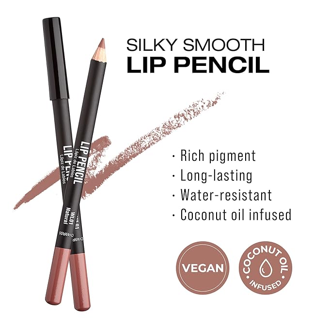 KISS New York Professional Slim Lip Pencil, Creamy Soft Lip Liner, Smooth Long-Lasting Rich Lip Color, Natural Lip Makeup, Water-Resistant Lip Crayon (Natural)