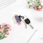 4 Pack Keychain Chapstick Holder, Leopard Pattern - Elastic Band, Fits Most Standard Lip Balm, Quick-Release Clip, Unisex-Adults