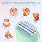 Epilator for Women-Cordless Epilators Hair Removal for Women, 4-in-1 Electric Razor Hair Remover, 2 Speeds & 21 Tweezers for Face Legs Arms Armpit Bikini, Green HR310