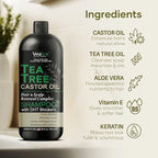 Tea Tree Oil Shampoo with Castor Oil, DHT Blockers, Itchy Scalp Relief, Supports Fuller Hair, Cleanses Dandruff & Buildup, For Men & Women, Made in USA, 16 fl oz