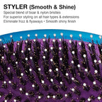 Olivia Garden OG Brush Styler, To Smooth and add Shine, All hair Types, removable cushion for easy cleaning, scalp hugging for scalp massage, gentle, for women, men and children, Blue