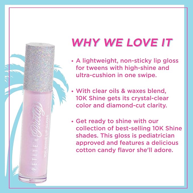 Petite 'N Pretty 10K Shine Lip Gloss for Girls (Shell Shocked) - Makeup for Kids, Tweens, Teens - High Shine, Soft, Hydrating, Lightweight, Made in the USA
