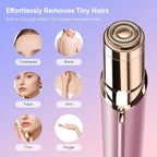 Facial Hair Remover for Women- as Seen on TV Painless Face Shaver -Mini Hair Remover, Electric Razor Shaver Portable Bikini Epilator for Lips, Chin, Armpit, Peach Fuzz, Fingers, Neck, Cheek(Rose Gold)