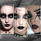 QiBest 3-in-1 Black Lipstick Set for Halloween & Goth Makeup, Matte Liquid Lipstick + Lip Gloss + Gel Lip Liner Pencil Lip Kit for 24 Hours Long Lasting & Waterproof Gothic Lip Makeup (Black Magic)