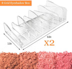 Makeup Palette Organizer,Acrylic Eyeshadow Palette Pallet,8 Sectons BPA-Free Divided Make Up Blush,Contour Storage Holder Cosmetic Eye Shadow Display Stand Clear Rack Vanity Holder(2 Pack).