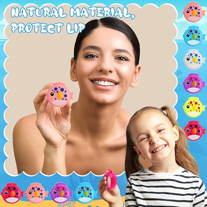 30 Pcs Fish Shape Lip Balm Under the Sea Party Favors Kids Fruit Flavored Lip Balm Ocean Party Favors Classroom Gift Exchange for Children Girls Women Men Students