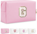 Initial letter patch makeup bag,