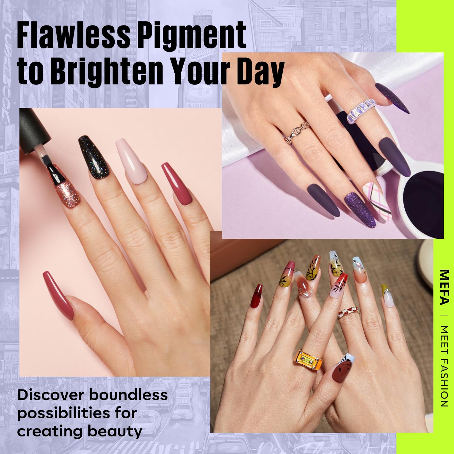 MEFA 35 Pcs Gel Nail Polish Set, 32 Colors All Seasons Collection Gel Nail Polish Set with Matte/Glossy Base Top Coat Manicure DIY Salon Home Decoration Beginners Gifts for Women