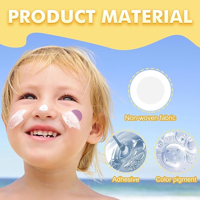 UV Stickers for Sunscreen, 48 Count UV Detection Reminder Waterproof UV Stickers, Know When to Re-Apply Sunscreen, UV Detecting Patches for Beach, Swimming, Kids & Adults Sunscreens(ZS236)