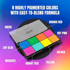Professional Face Painting Kit - Skin Friendly Face Paint Kit - Cruelty-Free & Vegan Water Based Face Paint Makeup for Theatre, SFX and Halloween- 8 Colors 5g Each - Splashes & Spills (Neon Colors)