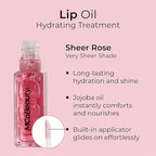 MCoBeauty Lip Oil Hydrating Treatment, Sheer Rose, Moisturizing Hydrating