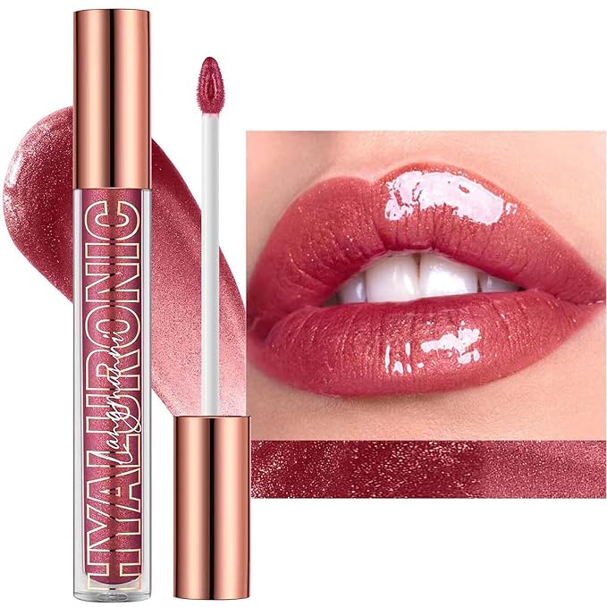 Jelly Red Lip Gloss Lipstick Lip Plumper Gloss Tinted Glitter Lipgloss Teens Moisturizing Lip Balm Lip Oil High Shine And Vegan Plumping Lip Gloss For Women Girls Long-Lasting Dry Lip Care (04#)