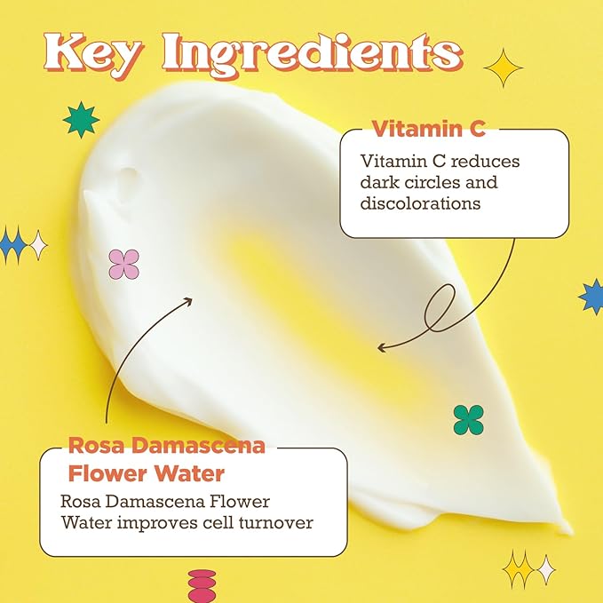 Natural Rose Water Base Vitamin C Eye Cream for Dry&Sensitive Skin | Dark Circles Wrinkles Puffiness and Bags Under Eyes | Anti Aging Nourishes | Made In USA | #Purifect 30ml (#Bright Vibes Only)