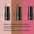 3Pcs Cream Contour Stick, with Highlighter Stick Bronze