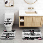 4PCS Sexy Black Girl Shower Curtain Set, Romantic Pink Floral High Heels Bubble Red Wine Afro Lady African American Woman Inspirational Quotes Bathroom Decor, Non-Slip Bath Rugs, Get Naked