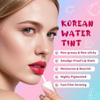 Lip Tint Stain, Long Lasting Korean Lip Stain Set, Non-sticky Waterproof Lightweight Lip and Cheek Tint, Moisturizing High Pigment Water Tint, Matte Finish Lip Tint
