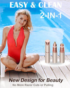 Facial Hair Removal Eyebrow Trimmer 2 in 1, Portable Facial Hair Remover for Women, Travel Rechargeable Hair Razor Bikini Shaver for Lady Men Girls for Face Peach Fuzz, Lips, Chin, Armpit, Body (Gold)