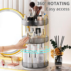 360° Rotating Makeup Organizer, Large-Capacity Skincare Make Up Storage 3 Tier Perfume Organizers Cosmetic Dresser Organizer with Makeup Brush Holder, Fits Bedroom, Bathroom, Vanity Shelf Countertop