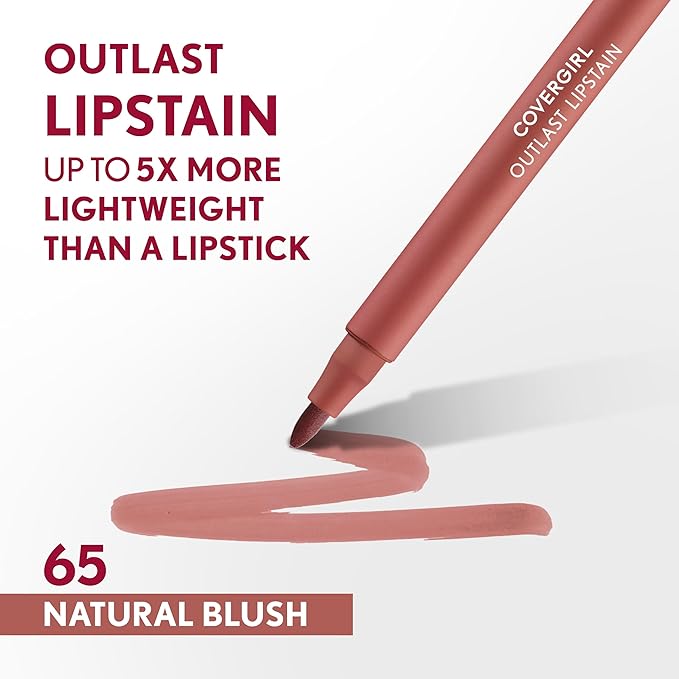 COVERGIRL Outlast Lipstain Bundle - Atomic Love 55 & Natural Blush 65 Shades, 0.06oz Each