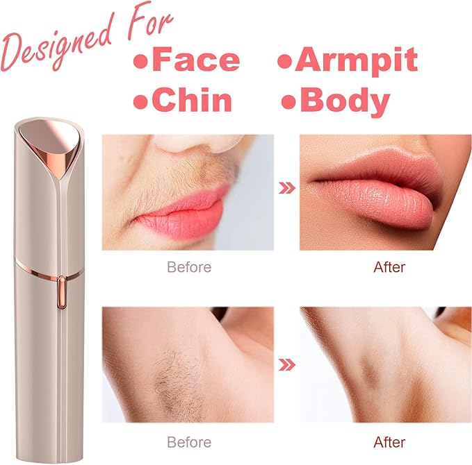 Facial Hair Remover for Women - Removal Shaver for Women - USB Rechargeable Lady Face Razor Trimmer for Face Lips Chin Peach Fuzz Arms Legs and Bikini Line