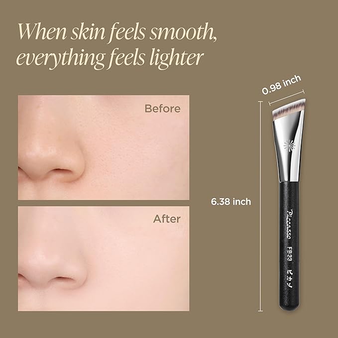 Piccasso FB33 Foundation Brush – Tapping Cover Brush for Liquid & Cream Foundation, Fills Pores with Soft Bristles for Smooth and Flawless Face Makeup, Professional Korean Beauty Tool