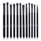 MSQ Eye Makeup Brushes 12pcs Eyeshadow Makeup Brushes Set with Soft Synthetic Hairs & Real Wood Handle for Eyeshadow, Eyebrow, Eyeliner, Blending(Black without bag)