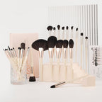 Docolor Makeup Brushes Set Professional 30Pcs Makeup Brushes Premium Synthetic Powder Kabuki Foundation Contour Blush Concealer Eye Shadow Blending Eyeliner Crease Eyebrow Make Up Brush Kit - Beige