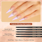 8PCS Nail Art Brushes for Builder Gel, Polygel & Polish – Flat, Round, Liner, French Tip & Detail Brushes for 3D Acrylic Flowers – Professional Nail Painting & Design Tools