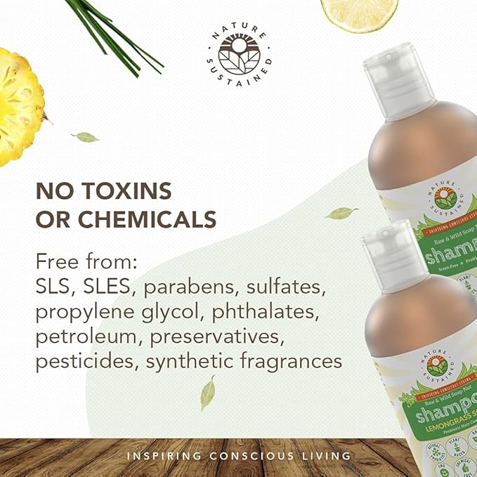 Organic Shampoo - Raw & Wildcrafted with Probiotics, Hypoallergenic Natural & Sulfate Free Shampoo for Sensitive Scalp, Dry Hair, Dandruff, Eczema & Psoriasis, Gallon, Original