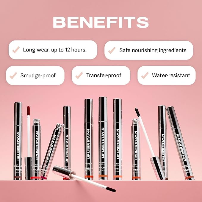 Sacheu Lip Liner Stay-N Peel Off Lip Stain — Long Lasting Matte Lip Tattoo Transfer Proof Lipstain Infused with Hyaluronic Acid & Vitamin E for All Skin Types — Vegan & Cruelty-Free, Noohde