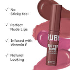 Ruby Kisses Lip Gloss Butter Bomb Gloss Non-Sticky Lip Gloss Vitamin E Natural Nude Lip Makeup - 7.8mL (0.26 US fl.oz) (Tantalize)