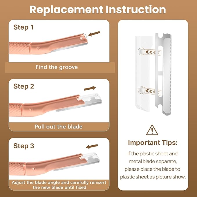 Eyebrow Razor Dermaplaning Tool with 10 Blade Refills Exfoliating Face Razors for Women Facial Razor for Peach Fuzz and Eyebrow Hair Removal