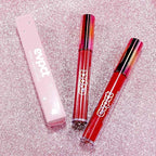 eevpct 2Pcs Mauve Red & Wine Red Matte to Glitter Liquid Lipstick Set Kit for Women Long Lasting Glossy Metallic Shimmer Sparkle Lipstick Lip Gloss 2+6