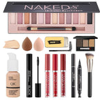 All in One Makeup Kit for Women Full Kit, Includes 12 Colors Naked Eyeshadow,Liquid Foundation, Lipstick Set, Mascara, Makeup Brush, Makeup Sponge, Eyebrow Powder, Eyebrow Soap, Eyeliner Stamp(#102)