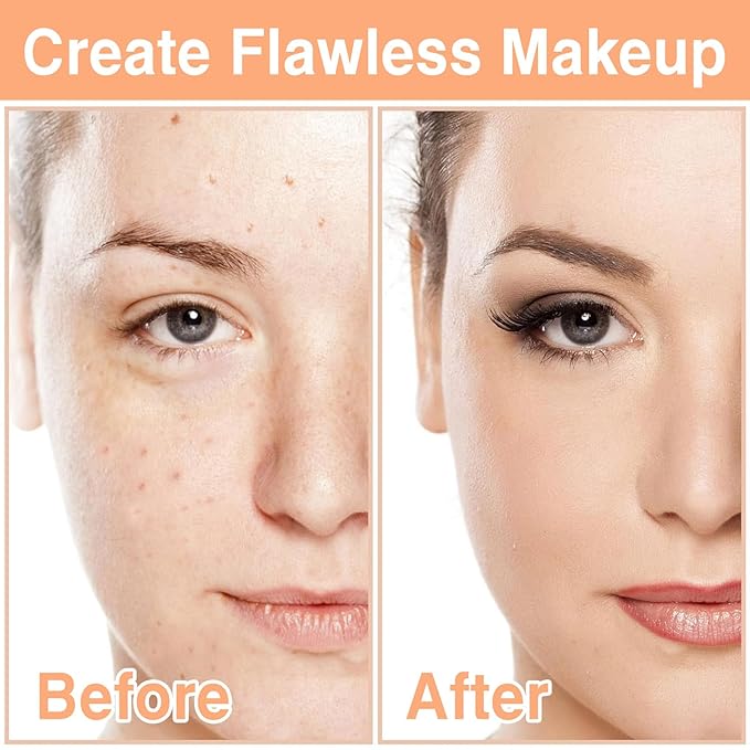 2Pcs Mushroom Head Air Cushion CC Cream, Long Lasting Oil Control BB Cream for All Skin Types, Moisturizing Foundation Face Makeup Set with Foundation Brush (#Natural)