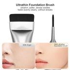 2Pcs Flat Foundation Brush,Face Mask Brush Makeup Spatula Facial Brush for Liquid Foundation Mask,Premium Face Korean Makeup Brush for Blending Cream (Silver&Silver)