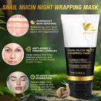 9000PPM Snail Mucin Overnight Wrapping Peel Off Mask for Intensive Hydrating, Skin Barrier Repairing, Reducing Sagging/Wrinkles/Fine Lines, 2.53 Oz/75 ML