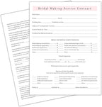 Bridal Makeup Service Contract | 100 Pack | 8.5 x 11" A1 Forms | Makeup Artist Supplies | Bridal Contract | White and Pink Forms