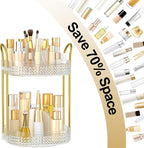 360 Rotating Makeup Organizer 2 Tier, Large Skincare Clear Make Up Storage Spinning Perfume Organizers for Bathroom Counter Dresser, White