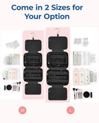 BAGSMART Travel Toiletry Bag with Jewelry Organizer, Hanging Travel Bag for Toiletries, Puffy Makeup Cosmetic Bag Organizer, Carry-on Travel Accessories Essentials, Black-M